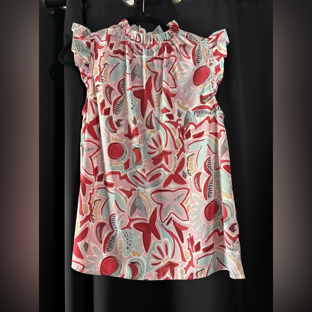 Floral Ruffle Sleeve Top - Picture 4 of 4